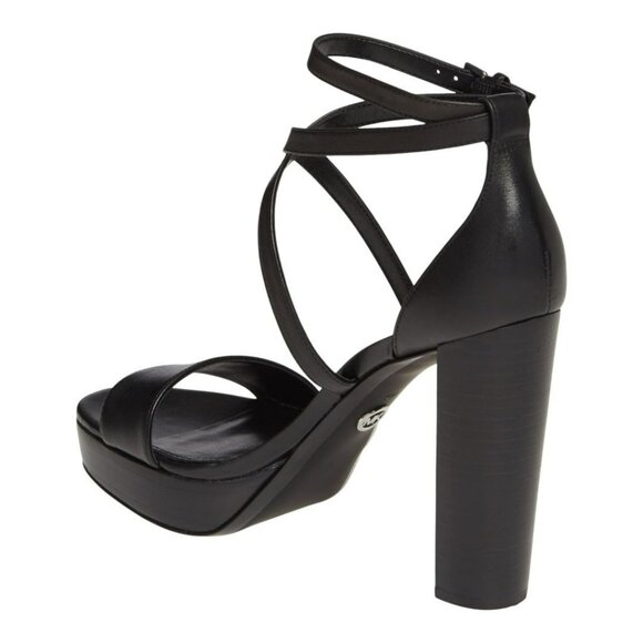 Michael Kors Charlize Crisscross Strappy Black Acorn Platform Sandal Women SZ 7 - Picture 4 of 14